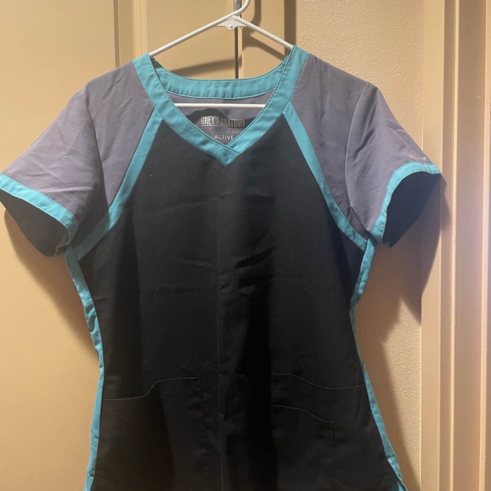 Grey's Anatomy Black, Gray, and Teal Women's Top